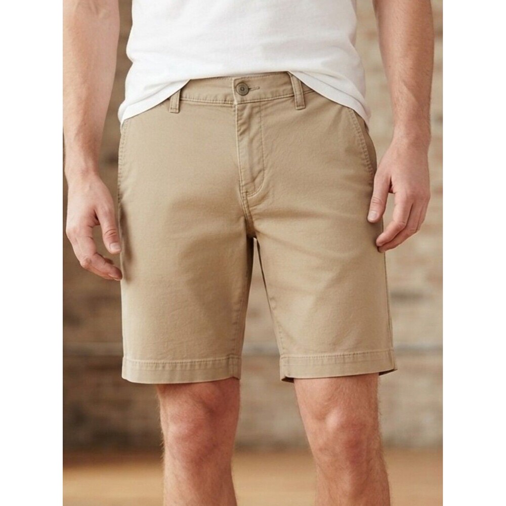 Levi's Men's Khaki Tan Cotton Chino Flat-Front Casual Shorts Size 32 Summer